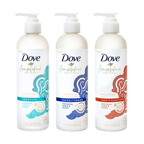 Dove Amplified Textures Shampoo  Conditioner  Leave-In Conditioner for Coils  Curls and Waves with Coconut Milk  Aloe  and Jojoba Moisture Amplifying
