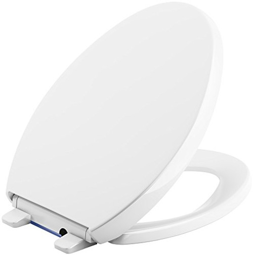 KOHLER 75792-0 Reveal Nightlight Quiet-Close with Grip-Tight Elongated-Front Toilet Seat, White