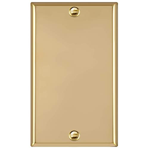 ENERLITES Blank Device Metal Wall Plate  Corrosive Resistant  Size 1-Gang 4-50 x 2-76  7701-PB  302 Polished Brass  UL Listed