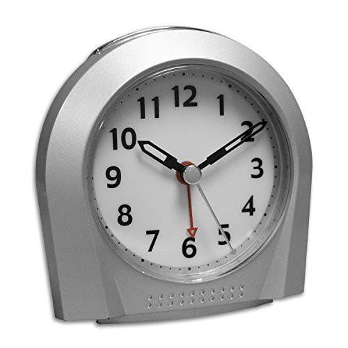 Equity Silver Silent Sweep Analog Alarm Clock