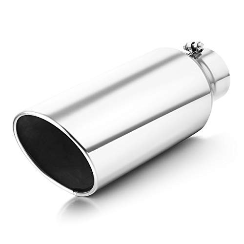 A-KARCK Exhaust Tip 4 Inch Inlet  Universal 4 Inlet 7 Outlet 18 Long Stainless Steel Bolt On Exhaust Tailpipe Polished Muffler Tip for Truck
