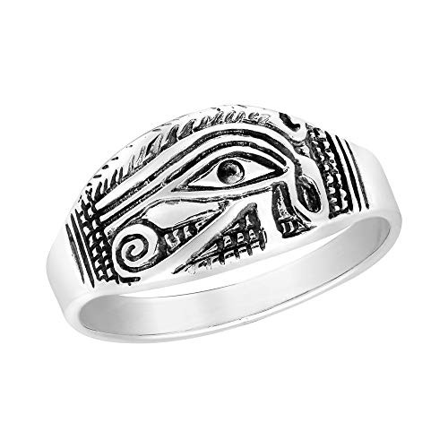 AeraVida The Eye of Horus Egyptian Hieroglyph -925 Sterling Silver Ring -8-