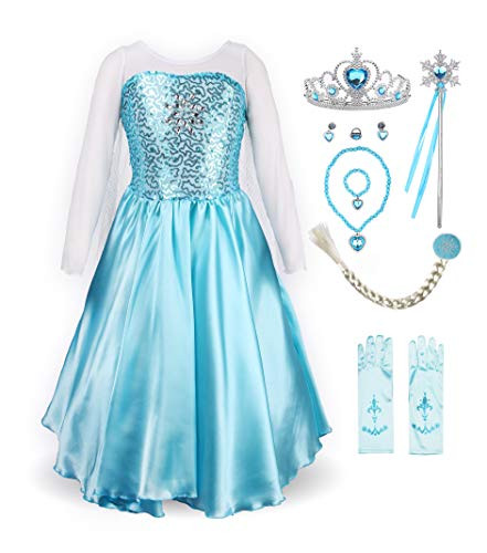 ReliBeauty Little Girls Princess Fancy Dress Costume with Accessories  7-150  Sky Blue