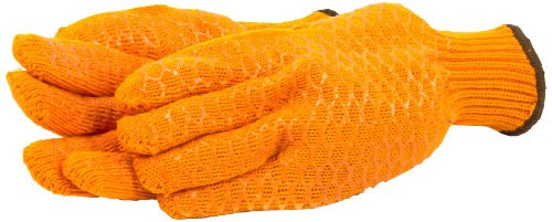 Forney 53286 String Knit Honeycomb PVC Grip Mens Gloves  X-Large  Orange