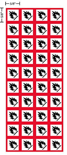 GHS Flammable  Flame  Fire  Burning  Hazard  Pictogram  5-8 inch-625 inch Sides  Decal  Label  kit OSHA Compliant  Vinyl Sticker  Sheet  40 of The Dec
