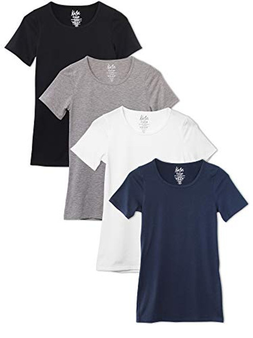 Kalon Womens 4-Pack Scoop Neck T-Shirt Base Layer -Medium  Basics-