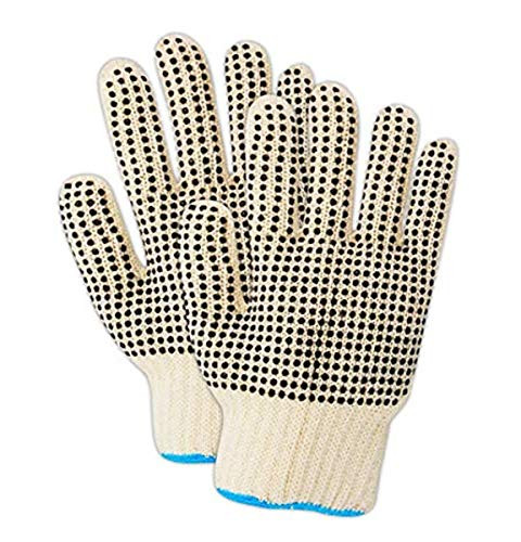 Magid Glove and Safety T193MEDPR Magid Knit Master -T193PR Knit Glove w-Plastic Dots  Mens -Fits-  Natural  Medium -Pack of 12-