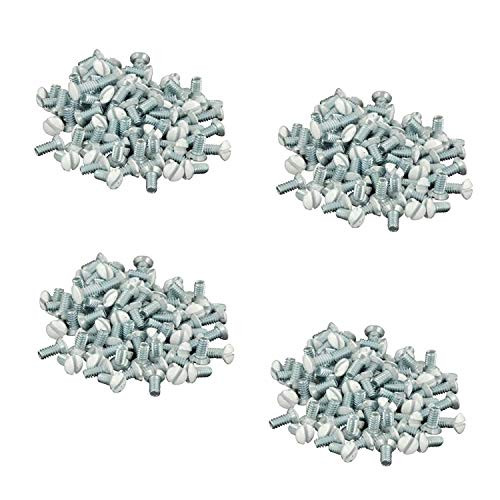 Leviton 88400-PRT 5-16in- Long 6-32 20 Pc- Thread Oval Head Milled Slot Replacement Wallplate Screw  White  4 Pack