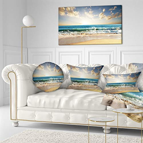 Design Art Cloudy Sky and Vibrant Blue Sea Seashore Canvas Wall Art, 40x20, Blue Design Art Cloudy Sky and Vibrant Blue Sea Seashore Canvas Wall Art, 40x20, Blue