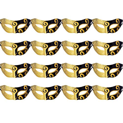 Unisex Retro Masquerade Mask Mardi Gras Costume Party Acccessory Black and Gold