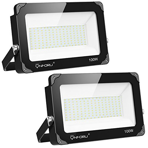 Onforu 2 Pack 100W LED Flood Light, 10000lm 5000K Daylight White, IP65 Waterproof Super Bright Security Lights, Outdoor Floodlight for Yard, Garden, Playground, Basketball Court Onforu 2 Pack 100W LED Flood Light, 10000lm 5000K Daylight White, IP65 Waterproof Super Bright Security Lights, Outdoor Floodlight for Yard, Garden, Playground, Basketball Court
