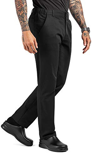 Mens Slim Fit Executive Chef Pant -Large  Black-