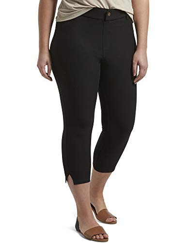 HUE Womens Ankle Slit Essential Denim Capri Legging  Black  Large