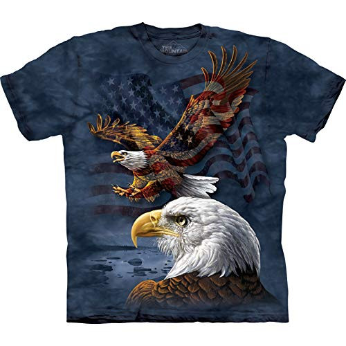 The Mountain Eagle Flag Collage Adult T-Shirt Blue Large The Mountain Eagle Flag Collage Adult T-Shirt Blue Large