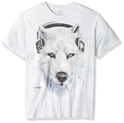 The Mountain White Wolf Dj Adult T-Shirt Grey Large The Mountain White Wolf Dj Adult T-Shirt Grey Large