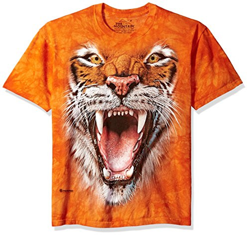 The Mountain Roaring Tiger Face Adult T-Shirt  Orange  Small The Mountain Roaring Tiger Face Adult T-Shirt  Orange  Small