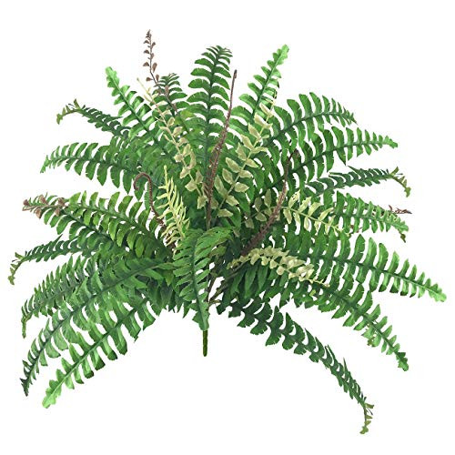 Artificial Silk Plant Boston Fern Bush Hanging Plants Fake Persian Rattan Greenery Imitation Ferns Plants for Wall Indoor Outdoor Wedding Garland Deco