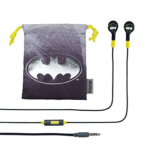 Batman Noise Isolating Earbuds with Built in Microphone and Pouch