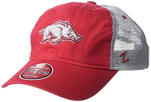 NCAA Zephyr Arkansas Razorbacks Mens Nimbus Washed Cotton Relaxed Hat  Adjustable  Primary Team Color-Grey