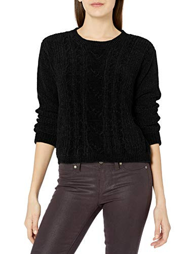 BB Dakota Juniors No Chill Chenille Cable Knit Sweater  Black  Small