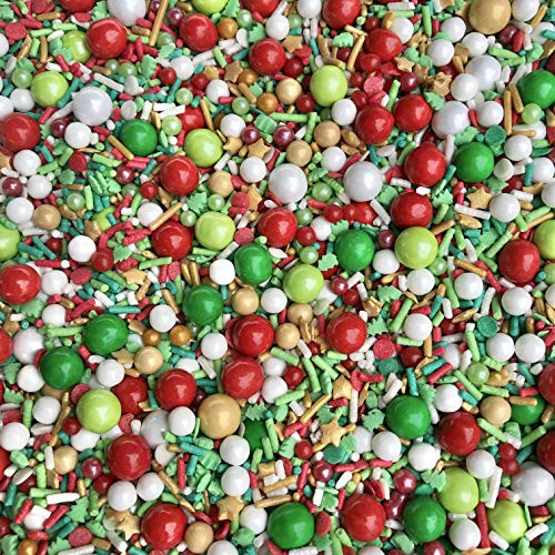 Elfin Around Spring Medley - Christmas Sprinkles - Cookie Sprinkles - Cake Sprinkles - Holiday Sprinkles - Jimmies - Manvscakes - 8 Ounce Bag -8 ounce