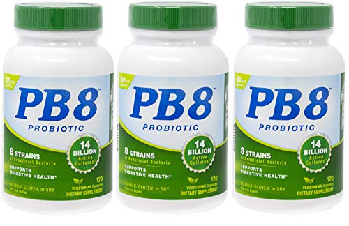 Now PB 8 Pro-Biotic Acidophilus Capsules  Vegetarian  120-Count -Pack of 3-