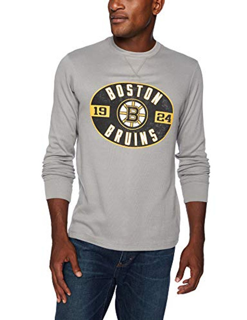 OTS NHL Boston Bruins Mens Long Sleeve Waffle Tee Distressed Oval Waffle Large OTS NHL Boston Bruins Mens Long Sleeve Waffle Tee Distressed Oval Waffle Large
