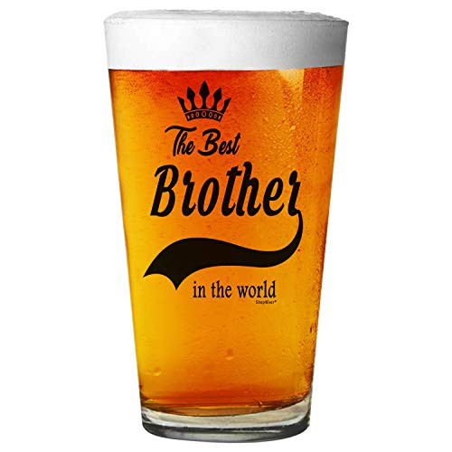 Shop4Ever The Best Brother In The World Beer Pint Glass Black Print