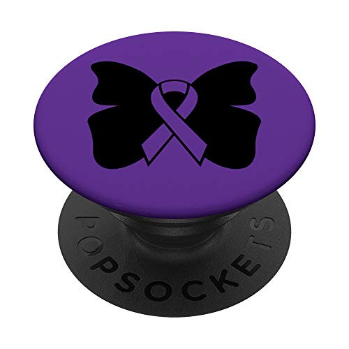 Pancreatic Cancer Awareness Products Purple Ribbon Butterfly PopSockets PopGrip Swappable Grip for Phones and Tablets