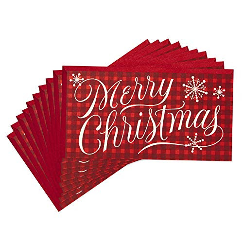 Hallmark Pack of Christmas Money or Gift Card Holders  Merry Christmas Plaid -10 Cards with Envelopes-