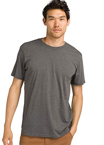 prAna - Mens Crew T-Shirt  Charcoal Heather  X-Small