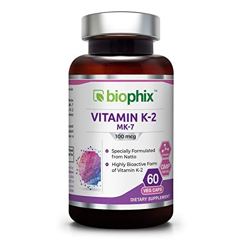 Vitamin K-2 MK-7 100 mcg 60 Vcaps - Strong Bones - Immune Health - Support for D3