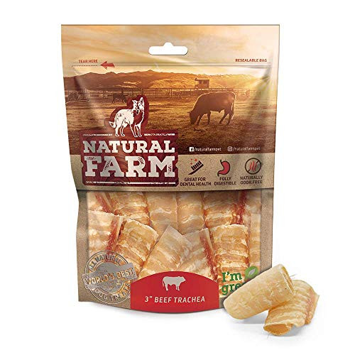 3-Inch Beef Trachea -50 Units Pack-- Single-Ingredient Trachea Dog Chews -Truly All Natural Dog Chews - Farm-Raised  Grain-Free  Odor-Free - Fully Dig