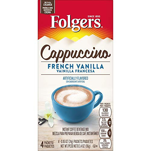 Folgers Cappuccino French Vanilla Instant Coffee Beverage Mix  32 Single Serve Packets