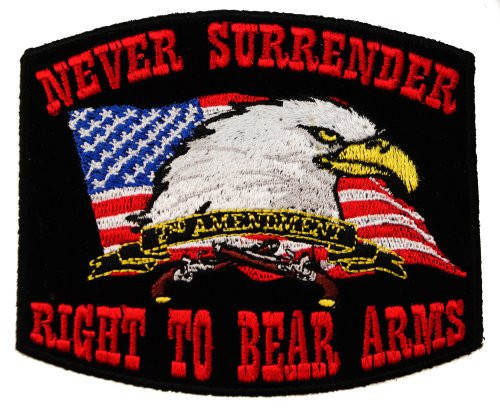 2nd Amendment Never Surrender Right to Bear Arms Eagle American Flag Embroidered Shoulder Patch D2