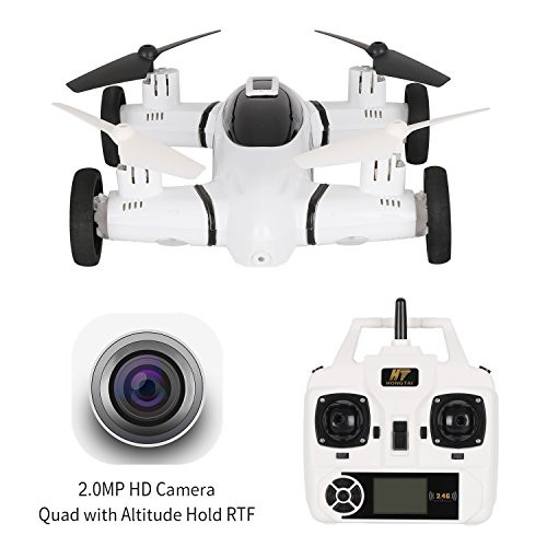 2 in 1 Flying Car Drone with Camera Live Video,HT Drone Air-Ground Quadcopter with,3D Flip Camera Drone for Kids with Bonus Battery