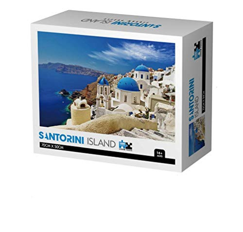 Jigsaw Puzzle for Adults 1000 Pieces - Santorini Greek Island sea View Jigsaw Puzzle Set Intellectual Decompressing Fun Family Game Large Kids Puzzle
