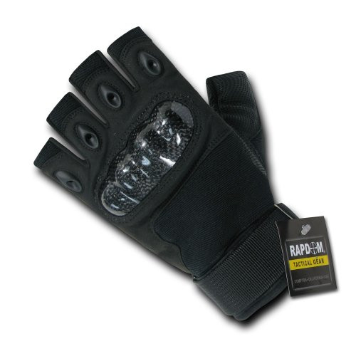 Rapdom Tactical Half Finger Knuckle Glove  Black  Small