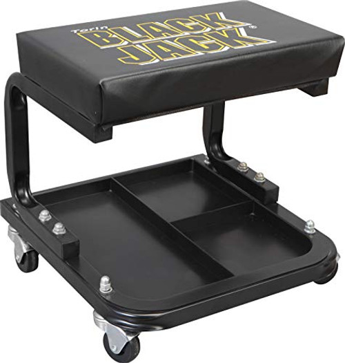 Torin TR6100W Blackjack Rolling Creeper Garage-Shop Seat Padded Mechanic Stool with Tool Tray Storage  Black