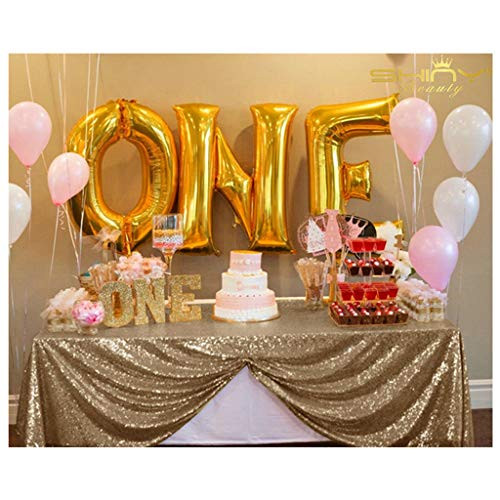 ShinyBeauty 60x102-Copper-Sequin Rectangular Tablecloth Sequin Table Linen Sequin Wedding Fabric (Blush Gold)