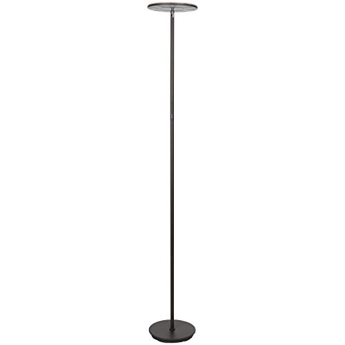 Brightech Sky LED Torchiere Super Bright Floor Lamp - Tall Standing Modern Pole Light for Living Rooms & Offices - Dimmable Uplight for Reading Books in Your Bedroom etc - Dark Bronze