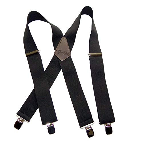 Holdup Brand Contractor Series Black X-back work Suspenders with Jumbo No-slip Silver Clips