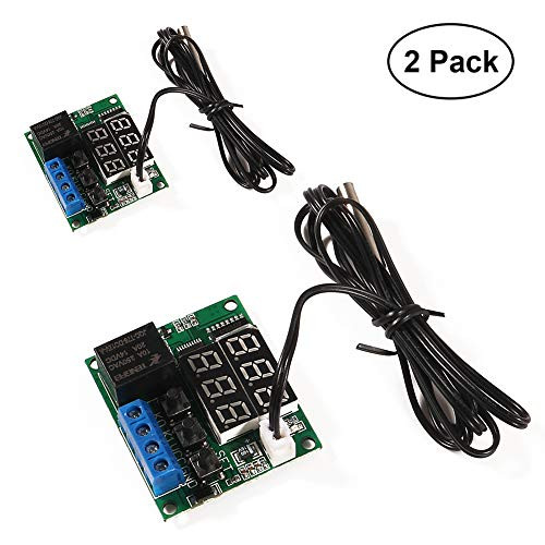 XH-W1219 Temperature Controller Module  2PCS Double Display Digital Thermostat Module with Waterproof NTC Probe  -50~110? Electronic Temperature Temp