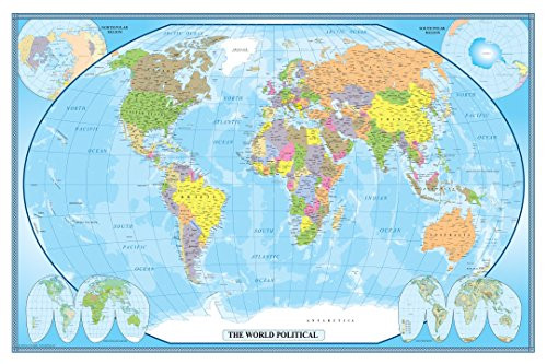 Swiftmaps World Classic Wall Map Poster Mural -48x70 Laminated-