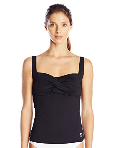 TYR Womens Twisted Bra Solid Tankini Top -Black  18-