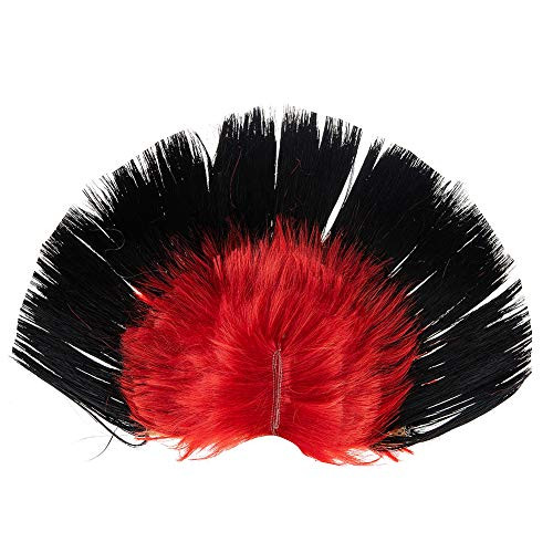 Easyinsmile Rainbow Mohawk Wig Hallowmas Masquerade Punk Mohican Hairstyle Cockscomb Hair Cosplay Wig -black and red-