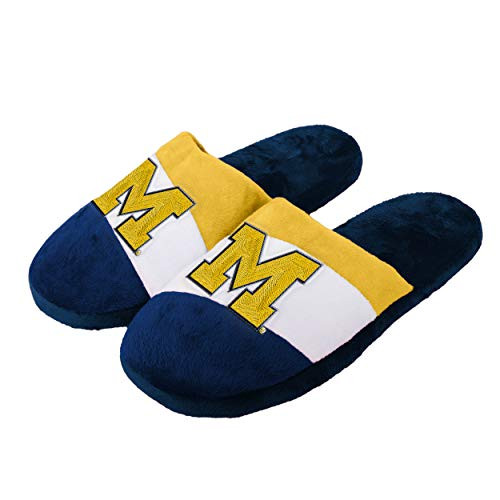 FOCO NCAA Michigan Wolverines Mens Colorblock Slide SlippersColorblock Slide Slippers  Team Color  Medium -9-10-