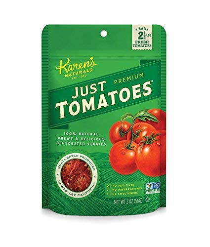 Karens Naturals Just Tomatoes  2 Ounce Pouch -Packaging May Vary- All Natural Freeze-Dried Fruits and Vegetables  No Additives or Preservatives  Non-GM