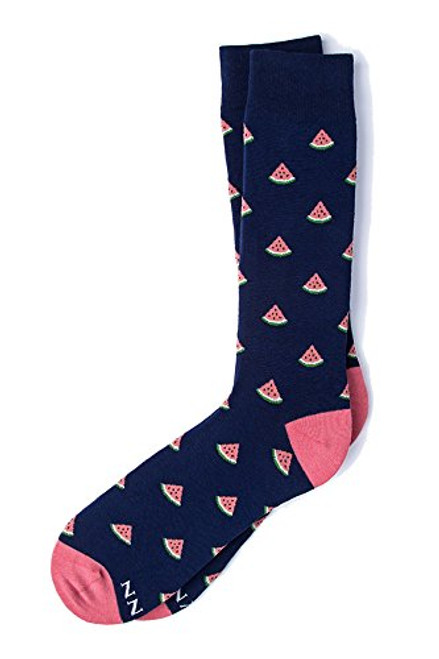 Mens Hipster Pink Watermelon One in a Melon Novelty Crew Dress Socks -Navy Blue- Mens Hipster Pink Watermelon One in a Melon Novelty Crew Dress Socks -Navy Blue-