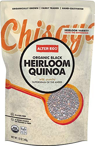 Alter Eco - Organic Black Heirloom Quinoa - Fair Trade  Gluten Free  Non-GMO  Carbon Neutral Quinoa - 12 oz Bag